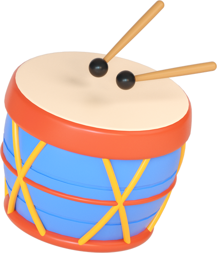 Kid marching drum 3D illustration